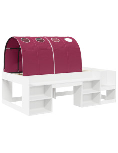 Letto con Tunnel 3 pcs Bianco e Rosso Legno multistrato 2