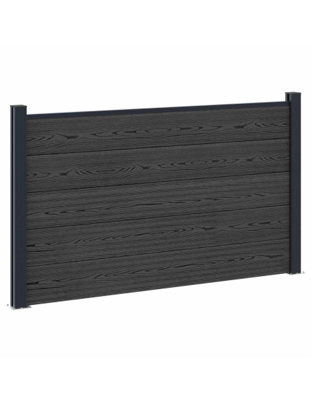 Pannello di Recinzione 2 pcs WPC e Alluminio Nero