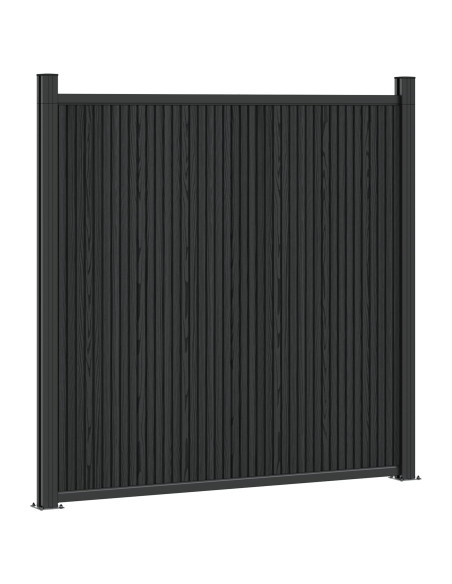Pannello di Recinzione 2 pcs WPC e Alluminio Nero