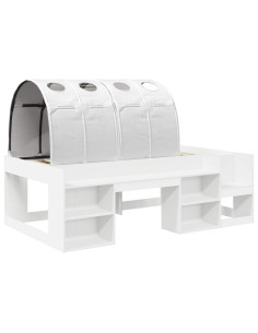 Letto con Tunnel con lo scaffale 3 pcs Bianco Legno multistrato 2