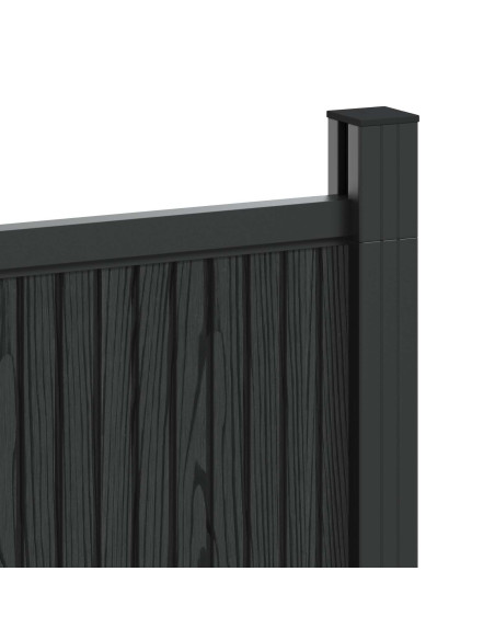 Pannello di Recinzione 2 pcs WPC e Alluminio Nero