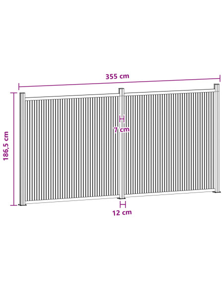 Pannello di Recinzione 2 pcs WPC e Alluminio Nero