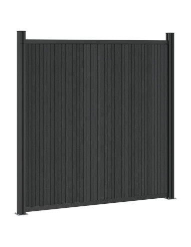 Pannello di Recinzione 3 pcs WPC e Alluminio Nero