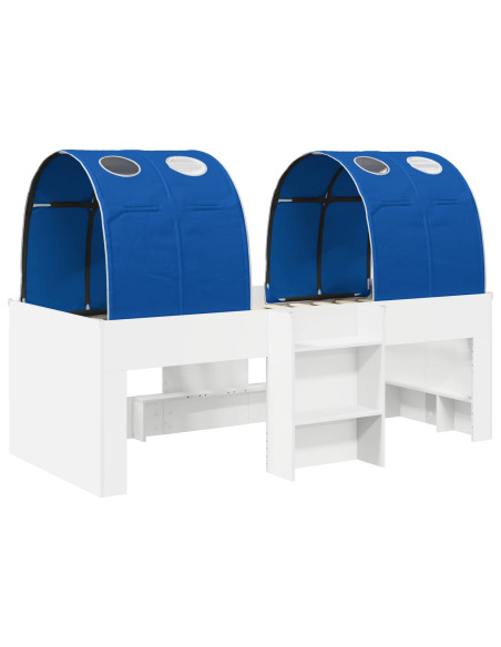 Letto Alto per Bambini con Tunnel Bianco e Blu