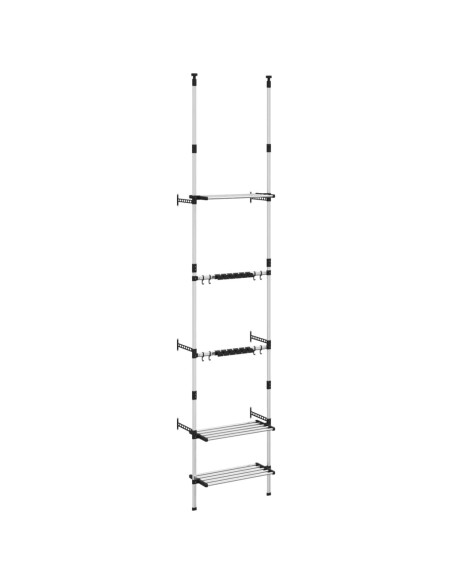 Rastrelliera Telescopica Giardino 3 Ripiani Argento Alluminio