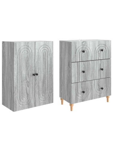 Set di armadi 2 pcs Sonoma grigio 66 x 34,5 x 90 cm