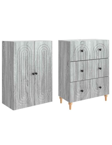 Set di armadi 2 pcs Sonoma grigio 66 x 34,5 x 90 cm