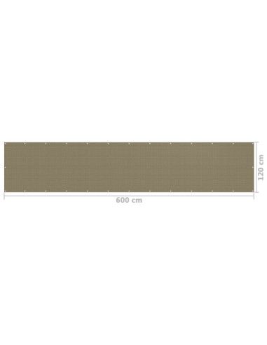 Paravento da Balcone Grigio Talpa 120x600 cm in HDPE
