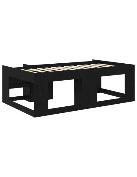 Telaio del letto con storage Rovere Nero 98.5 x 200 cm
