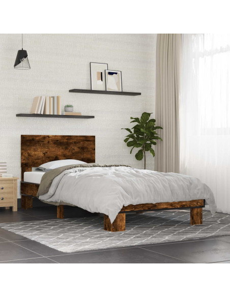 Struttura letto con testata Rovere Fumo 80 x 200 cm