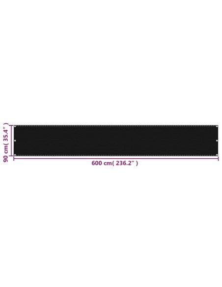 Paravento da Balcone Nero 90x600 cm in HDPE