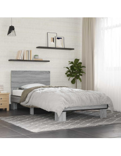 Struttura letto con testata Sonoma grigio 80 x 200 cm