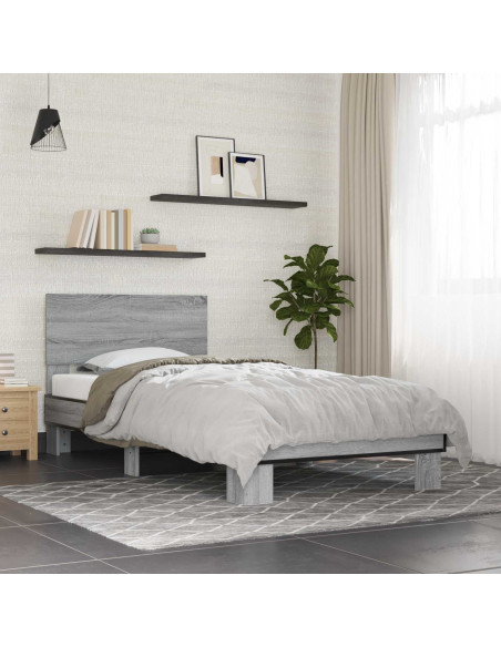 Struttura letto con testata Sonoma grigio 80 x 200 cm