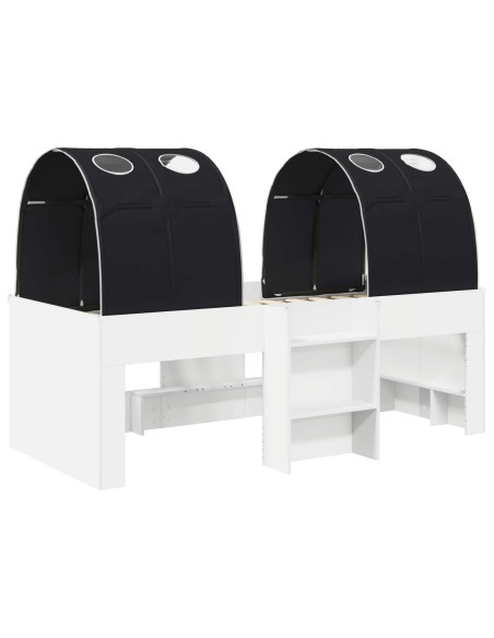 Letto con Tunnel 4 pcs Bianco e Nero Legno ingegnerizzato