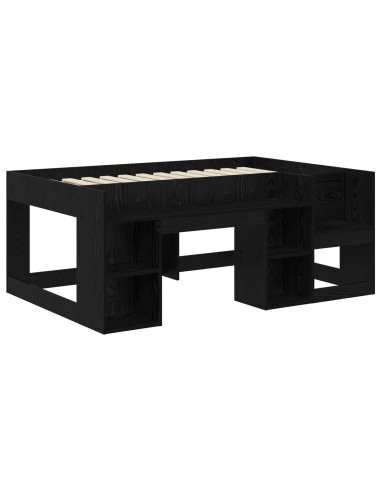 Telaio del letto con storage Rovere Nero 80 x 160 cm