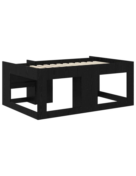 Telaio del letto con storage Rovere Nero 80 x 160 cm