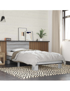 Struttura letto con testata Sonoma grigio 80 x 200 cm