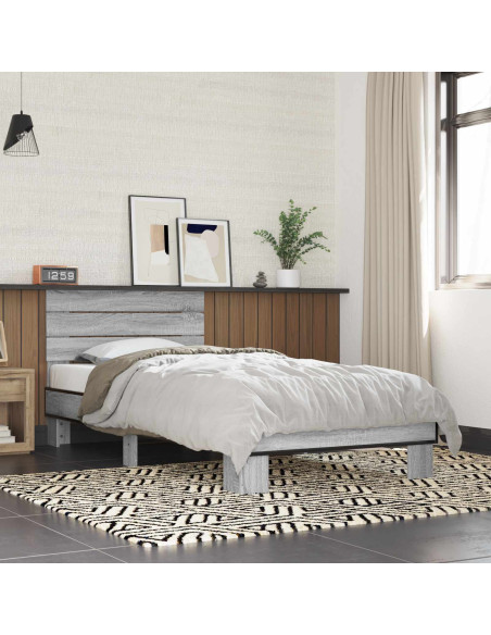 Struttura letto con testata Sonoma grigio 80 x 200 cm