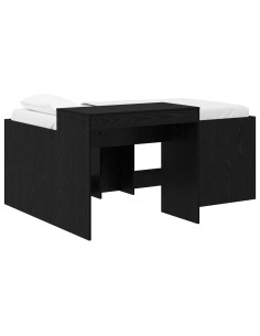 Letto alto per bambini con scrivania Nero Legno ingegnerizzato