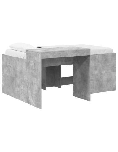 Letto alto per bambini con scrivania Grigio Cemento