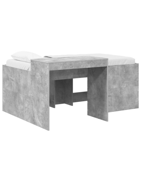 Letto alto per bambini con scrivania Grigio Cemento