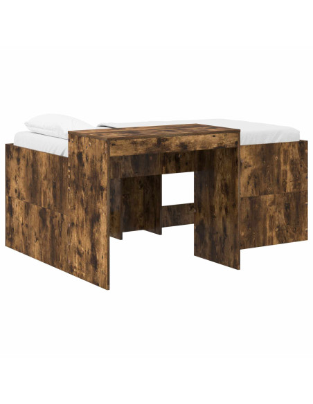 Letto alto per bambini con scrivania Rovere Fumo