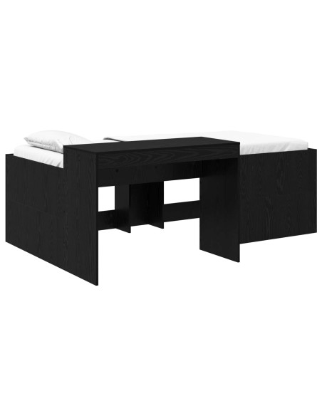 Letto alto per bambini con scrivania Nero 75 x 190 cm