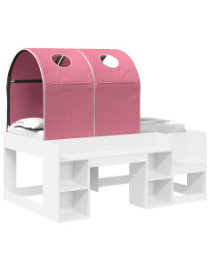Letto con Tunnel 4 pcs Bianco e Rosa Legno ingegnerizzato