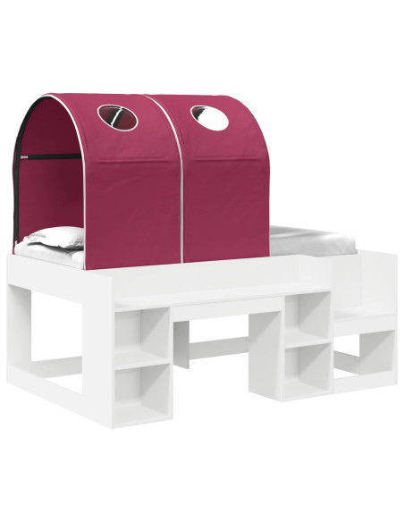 Letto con Tunnel 4 pcs Bianco e Rosso Legno ingegnerizzato