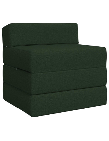 Divano Letto Pieghevole Verde Scuro 200 x 70 x 15 cm Tessuto