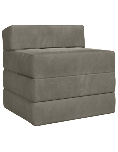 Divano Letto Pieghevole Grigio Chiaro 200 x 70 x 15 cm Velluto