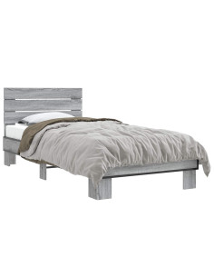 Struttura letto con testata Sonoma grigio 80 x 200 cm 2