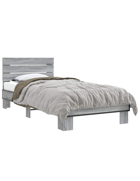 Struttura letto con testata Sonoma grigio 80 x 200 cm