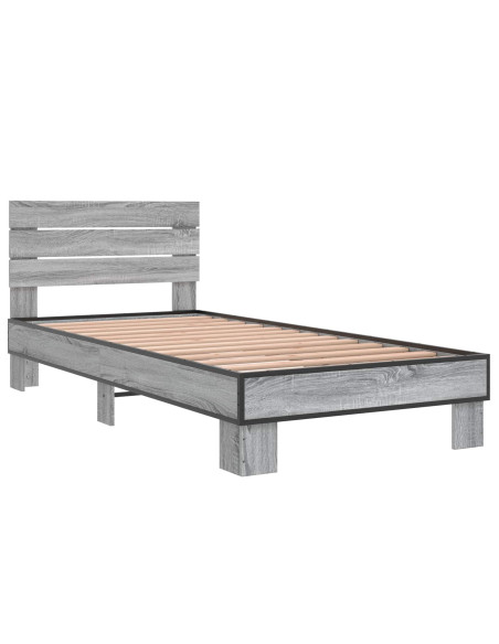 Struttura letto con testata Sonoma grigio 80 x 200 cm