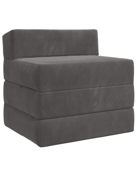 Divano Letto Pieghevole Grigio Scuro 200 x 70 x 15 cm Velluto