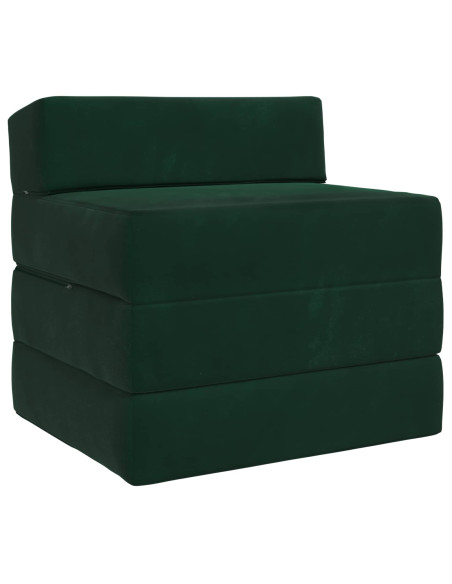 Divano Letto Pieghevole Verde Scuro 200 x 70 x 15 cm Velluto