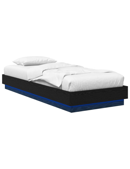 Letto con LED Rovere Nero 80 x 200 cm Legno ingegnerizzato