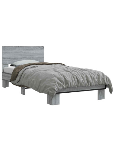 Struttura letto con testata Sonoma grigio 80 x 200 cm