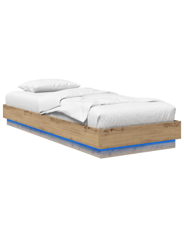 Letto con LED Rovere Artigianale 80 x 200 cm