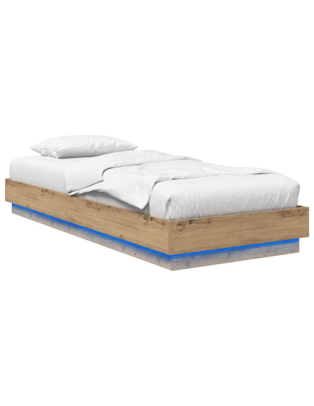 Letto con LED Rovere Artigianale 80 x 200 cm