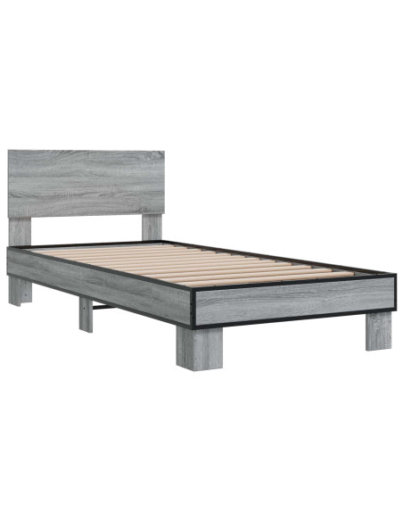 Struttura letto con testata Sonoma grigio 80 x 200 cm