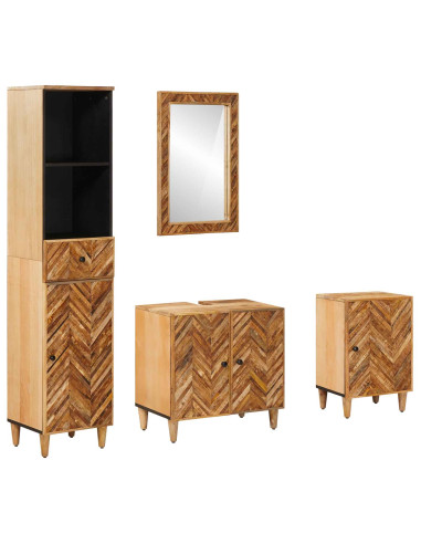Set di Armadi da Bagno con porta 4 pcs Legno di mango massello
