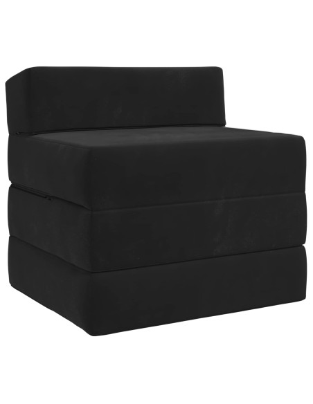 Divano Letto Pieghevole Nero 200 x 70 x 15 cm Velluto