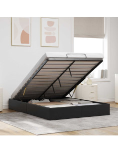 Letto ottomano Nero 153 x 203 cm Similpelle