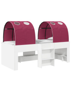 Letto con Tunnel 4 pcs Bianco e Rosso Legno ingegnerizzato