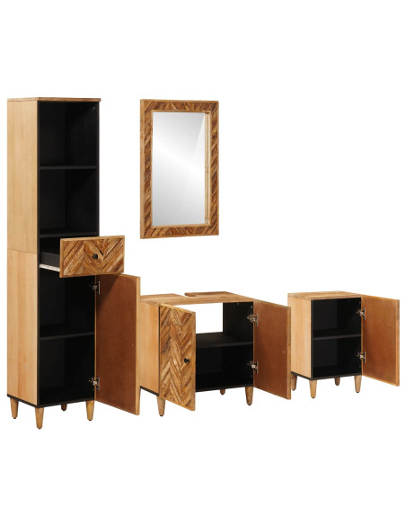 Set di Armadi da Bagno con porta 4 pcs Legno di mango massello