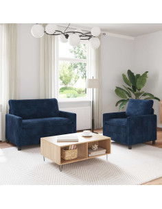 Set di divani 2 pcs Blu navy Poliestere