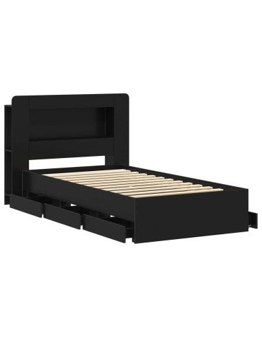 Telaio del letto con storage con testiera Nero 75 x 190 cm