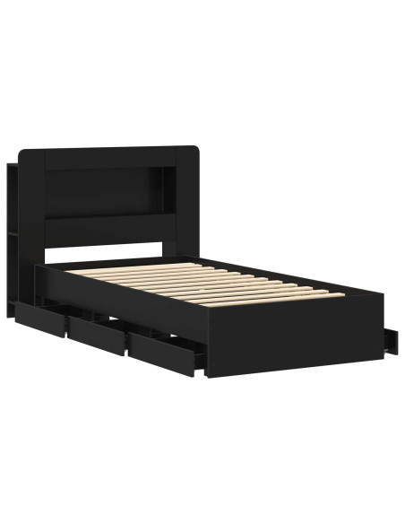 Telaio del letto con storage con testiera Nero 75 x 190 cm
