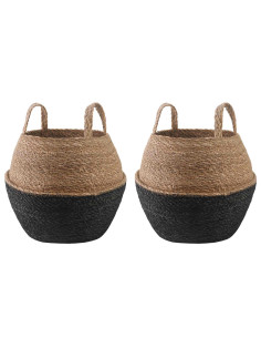 Vaso da fiori con manici 2 pcs Nero Ø 32 x 32 cm